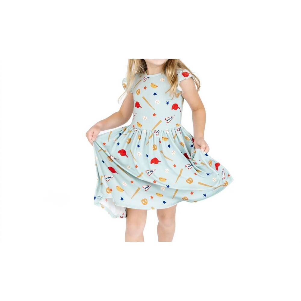 NEW EMERSON AND FRIENDS girl's play ball baseball short sleeve bamboo twirl dres